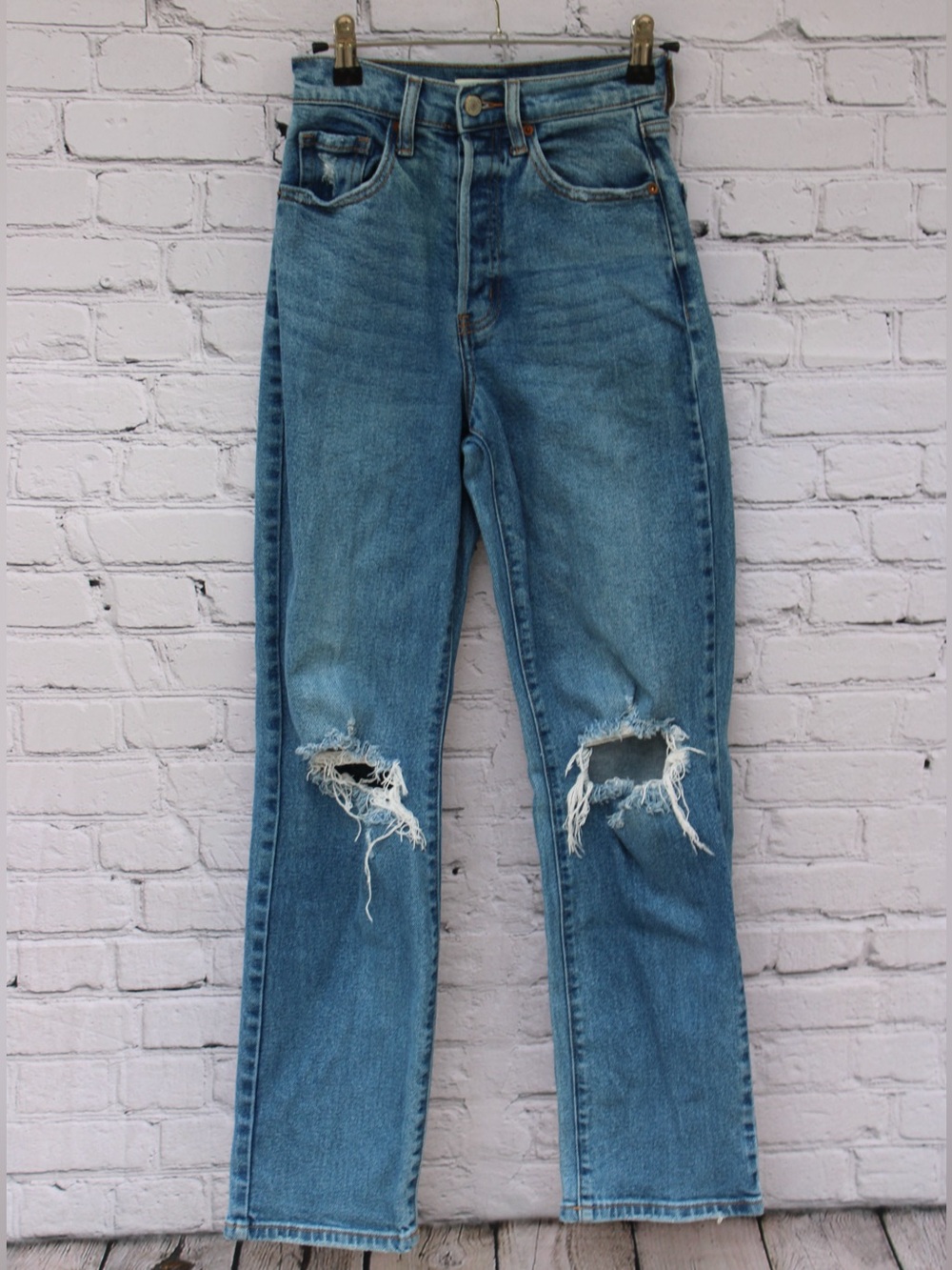 Willow + Root The Dad Jean Size 23 Distressed High Rise Straight Jeans